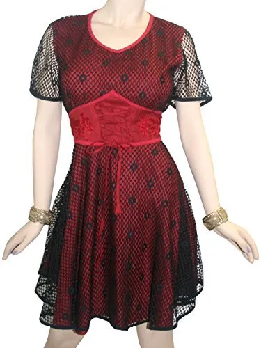 208 DR Peasant Bohemian Bohemian Net Corset Short Dress
