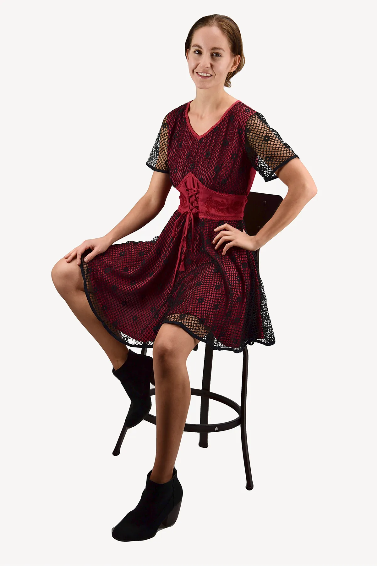 208 DR Peasant Bohemian Bohemian Net Corset Short Dress