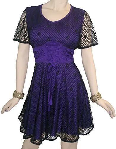 208 DR Peasant Bohemian Bohemian Net Corset Short Dress