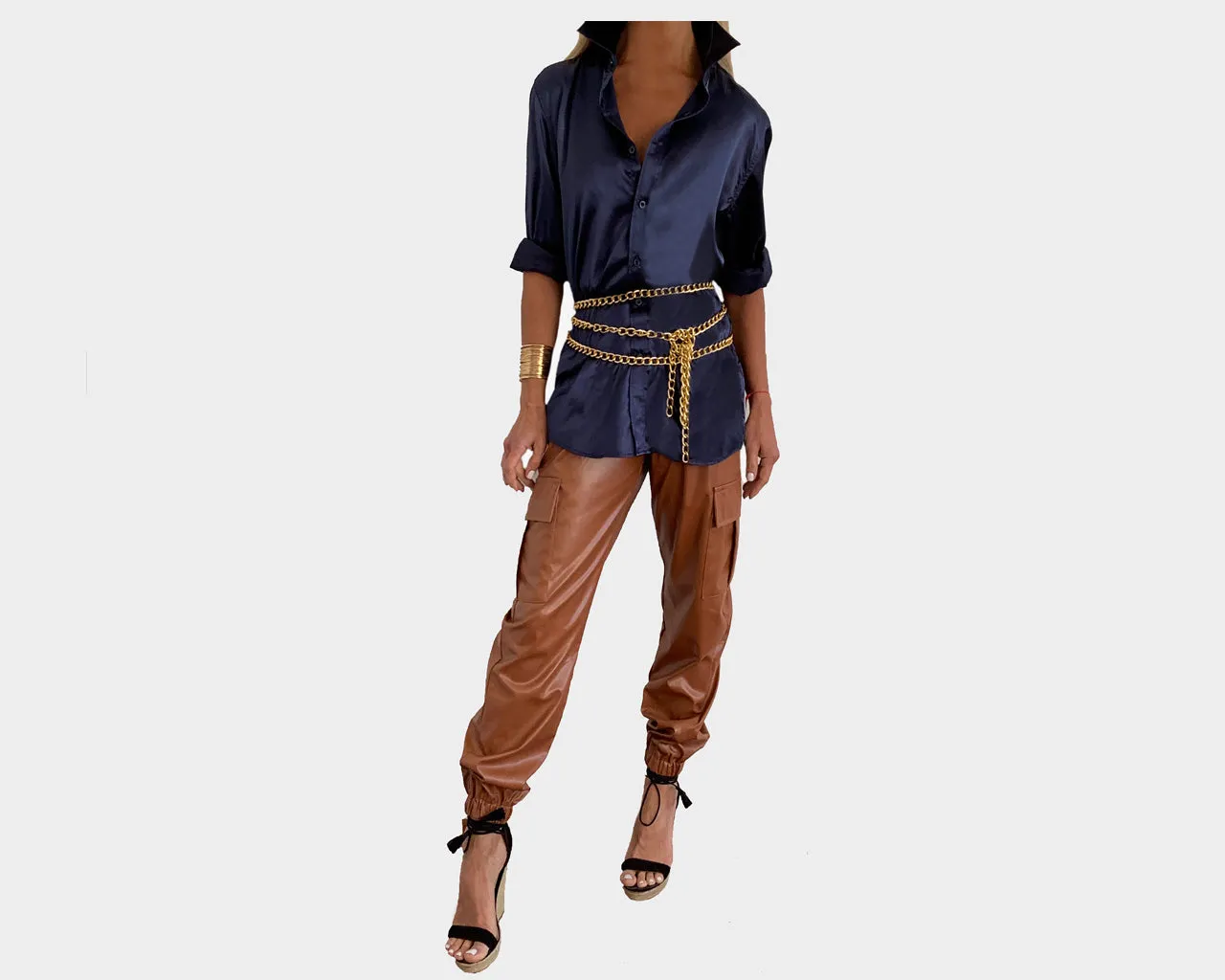 55 Deep Orange Safran Vegan Leather Weekender Pants - The Bond Street