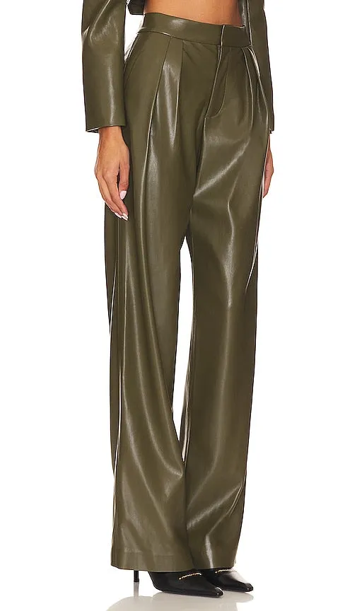 Alice   Olivia Pompey Faux Leather Pant in Olive