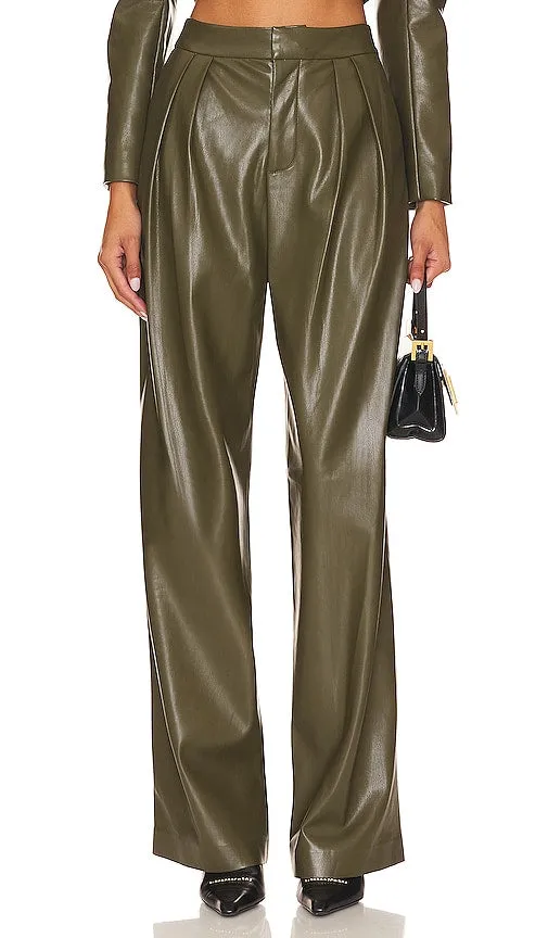 Alice   Olivia Pompey Faux Leather Pant in Olive