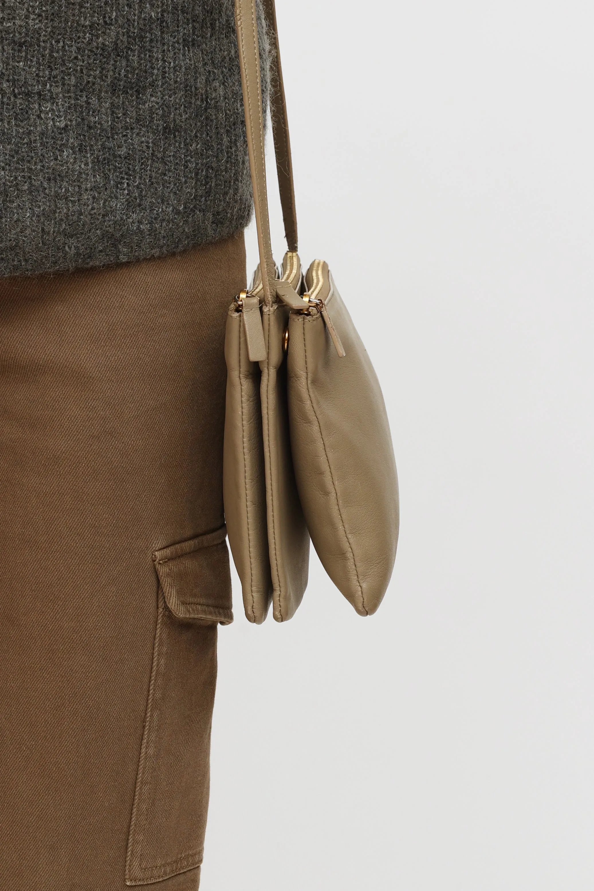 Beige Trio Crossbody Bag