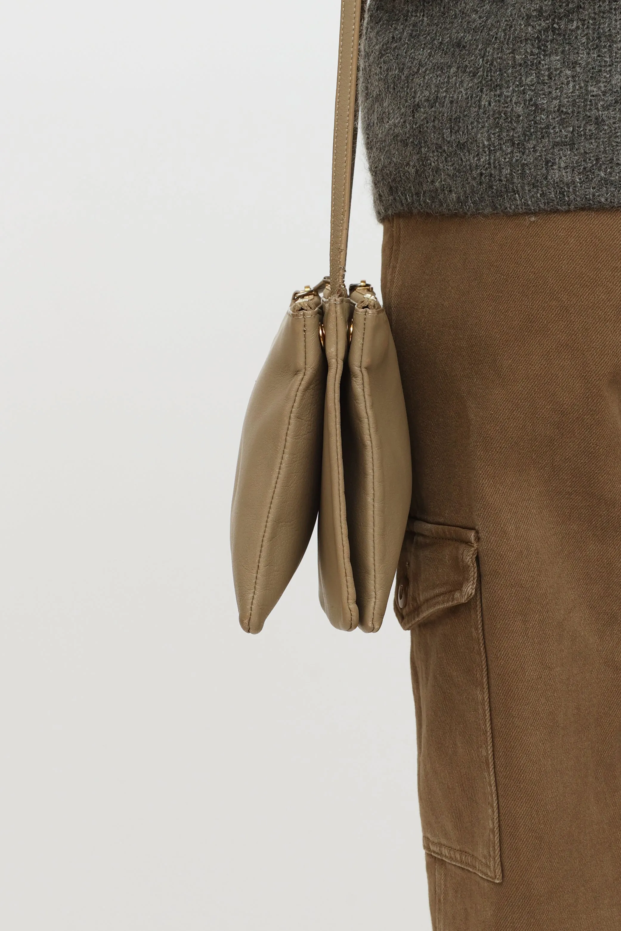 Beige Trio Crossbody Bag