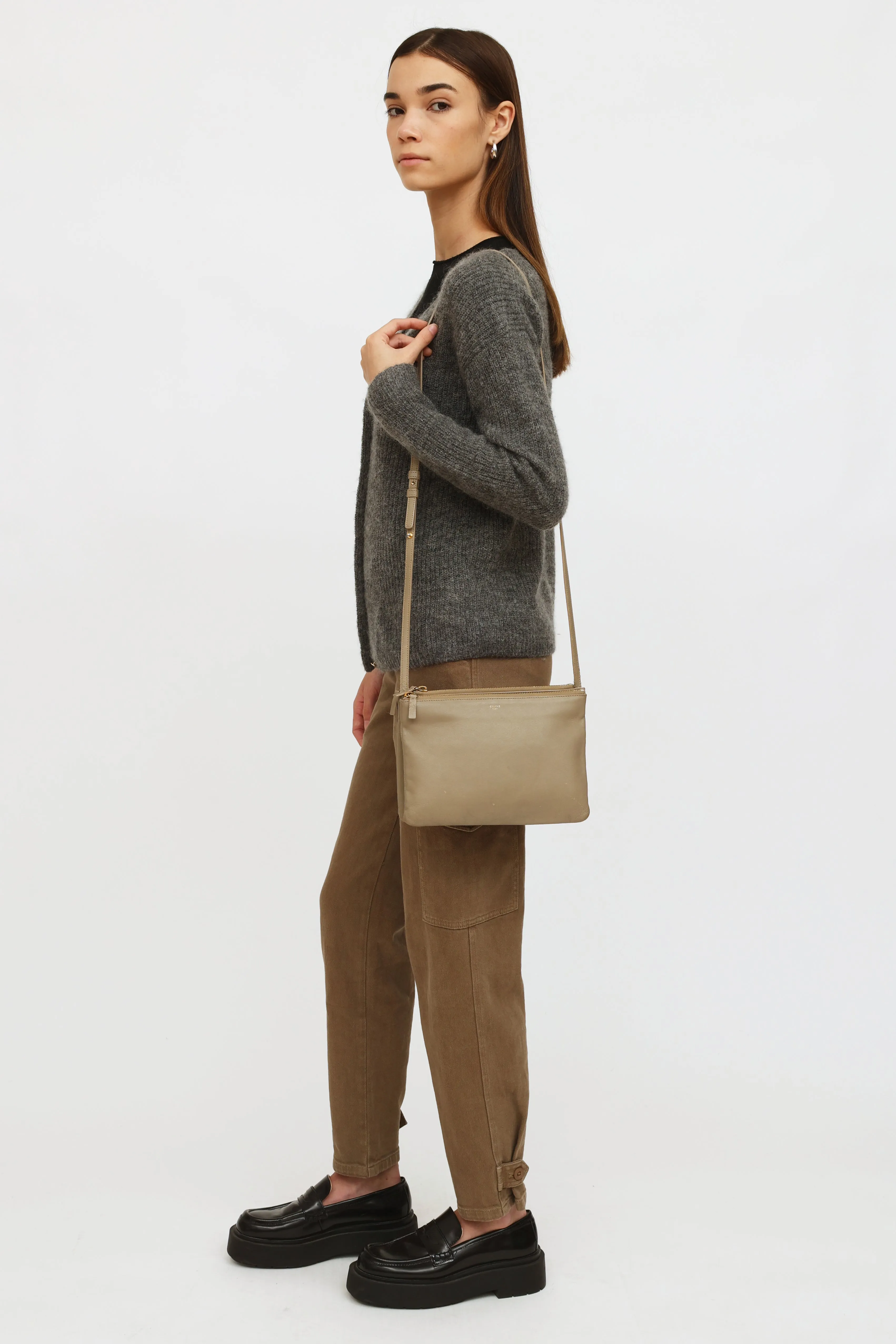 Beige Trio Crossbody Bag
