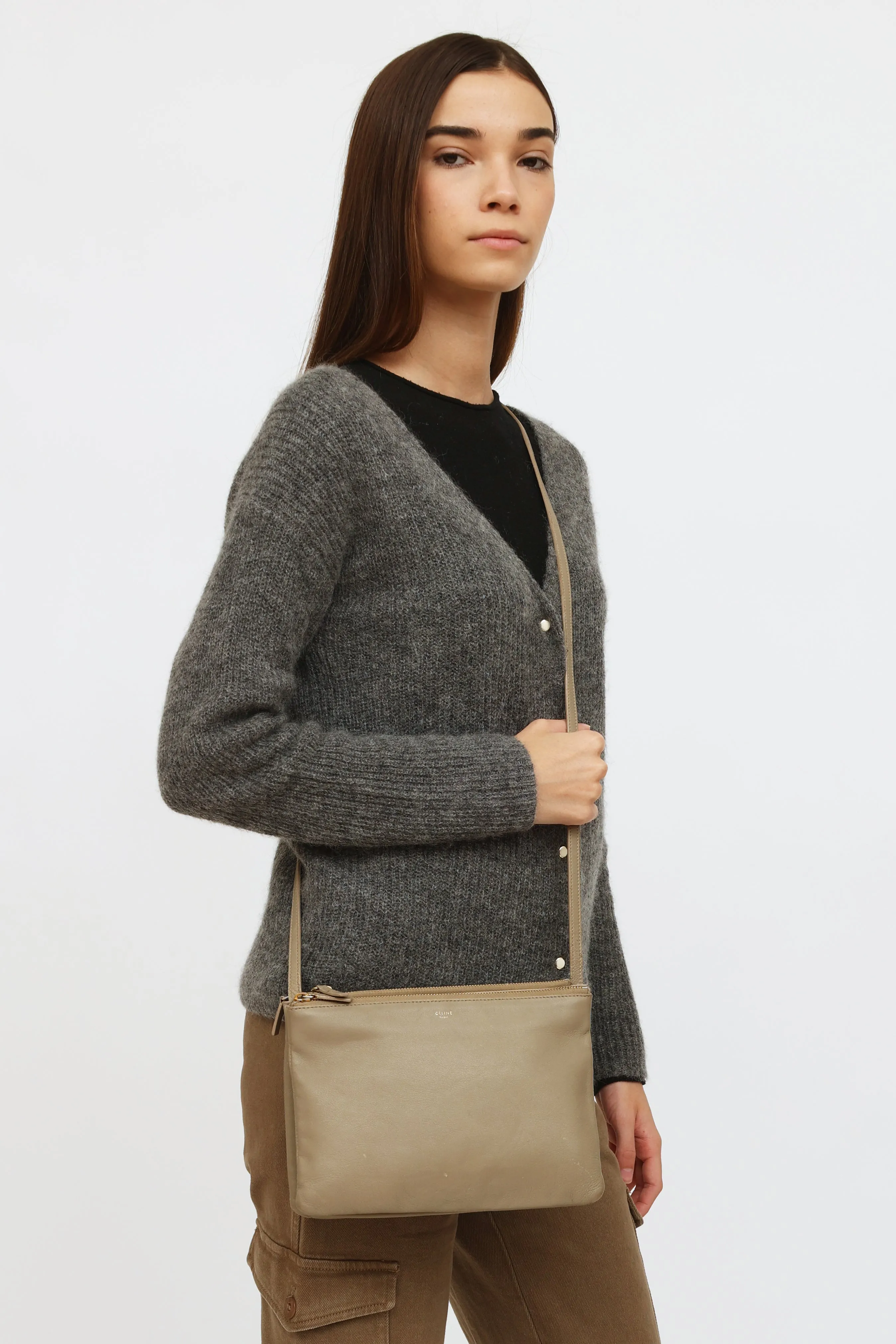 Beige Trio Crossbody Bag