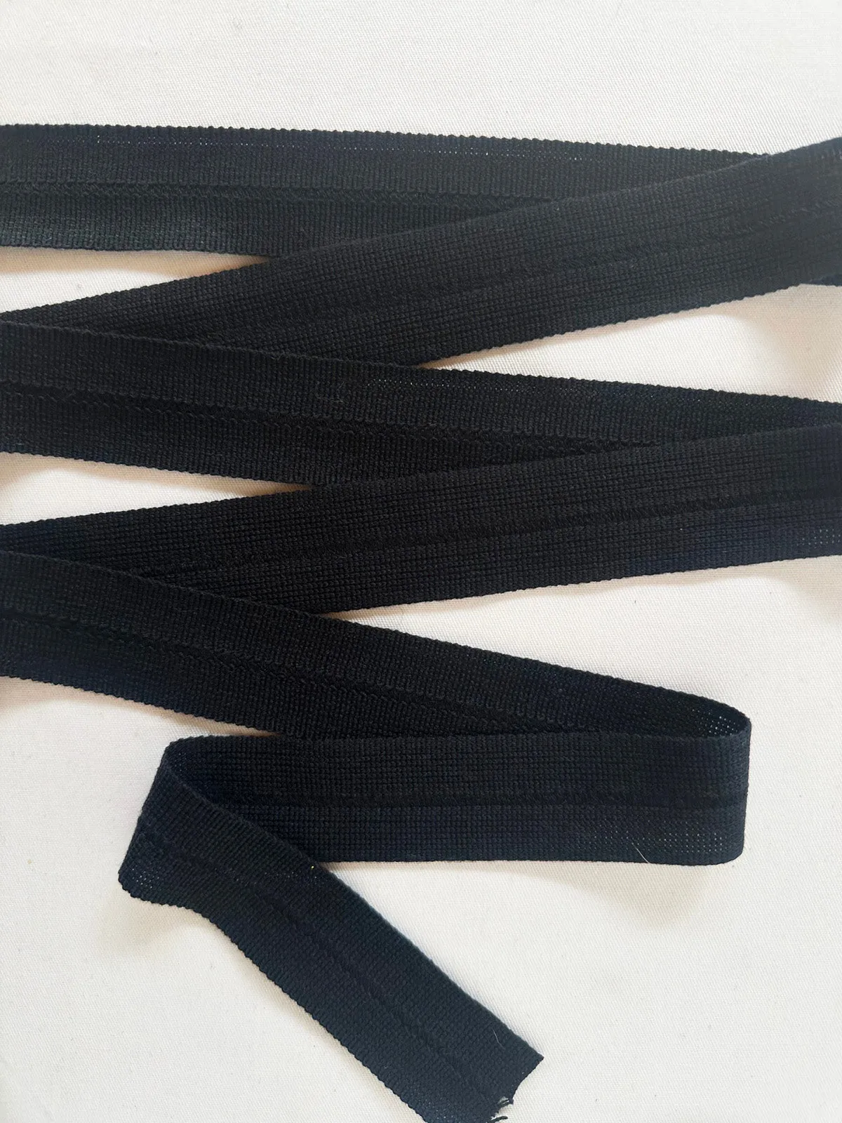 Black Wool Petersham Fold Over Binder