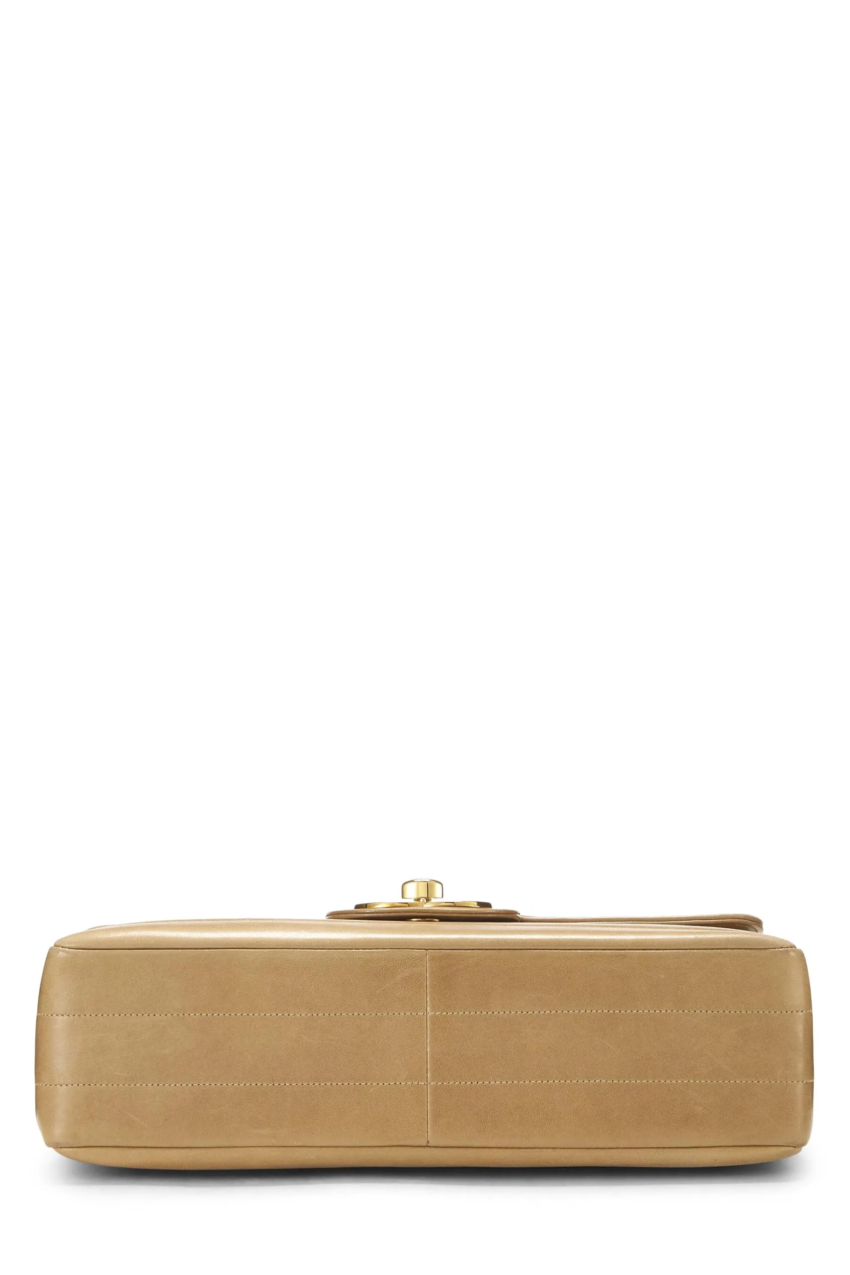 Chanel,  Beige Horizontal Lambskin Half Flap Jumbo, Beige