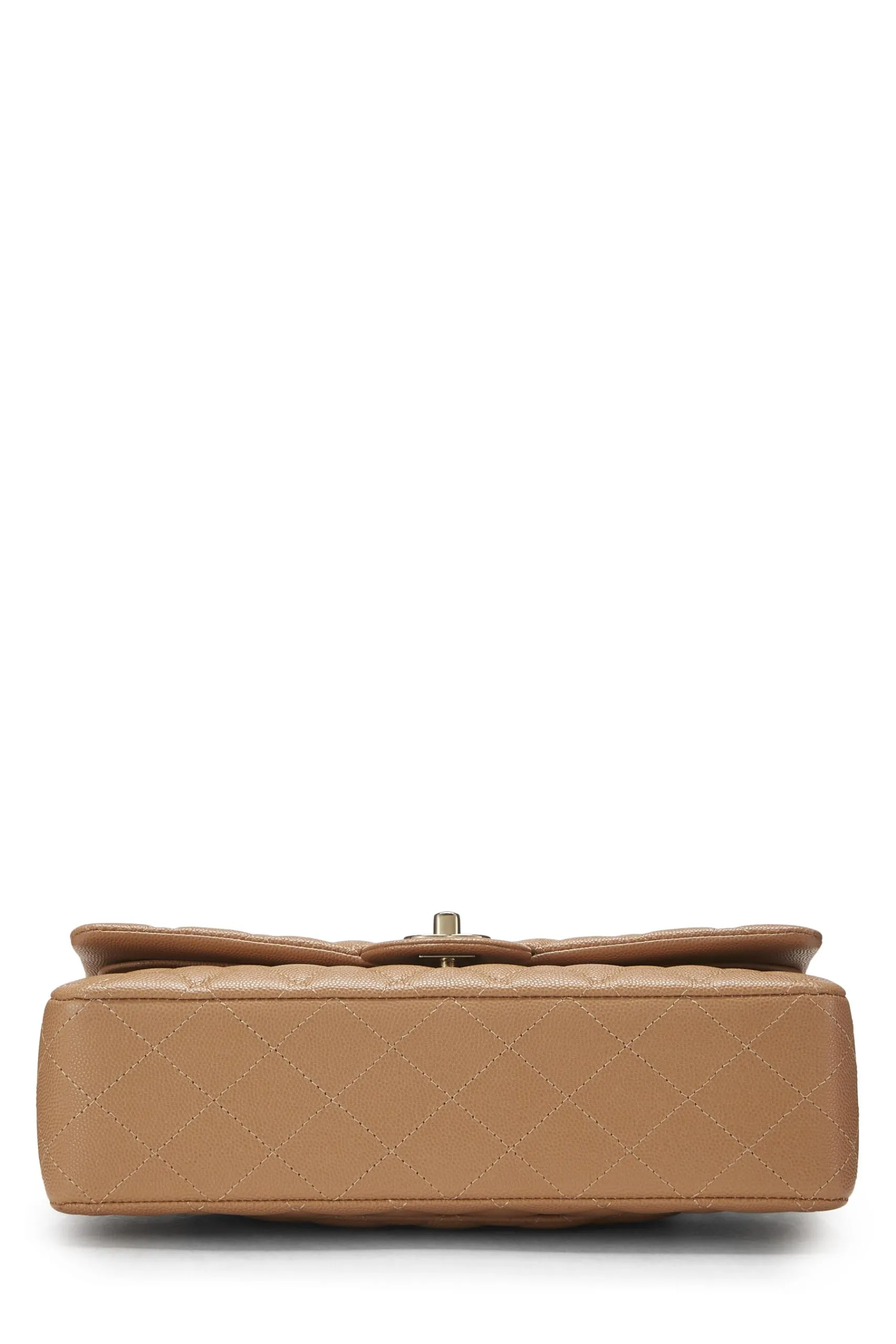 Chanel,  Beige Quilted Caviar Classic Double Flap Medium, Beige