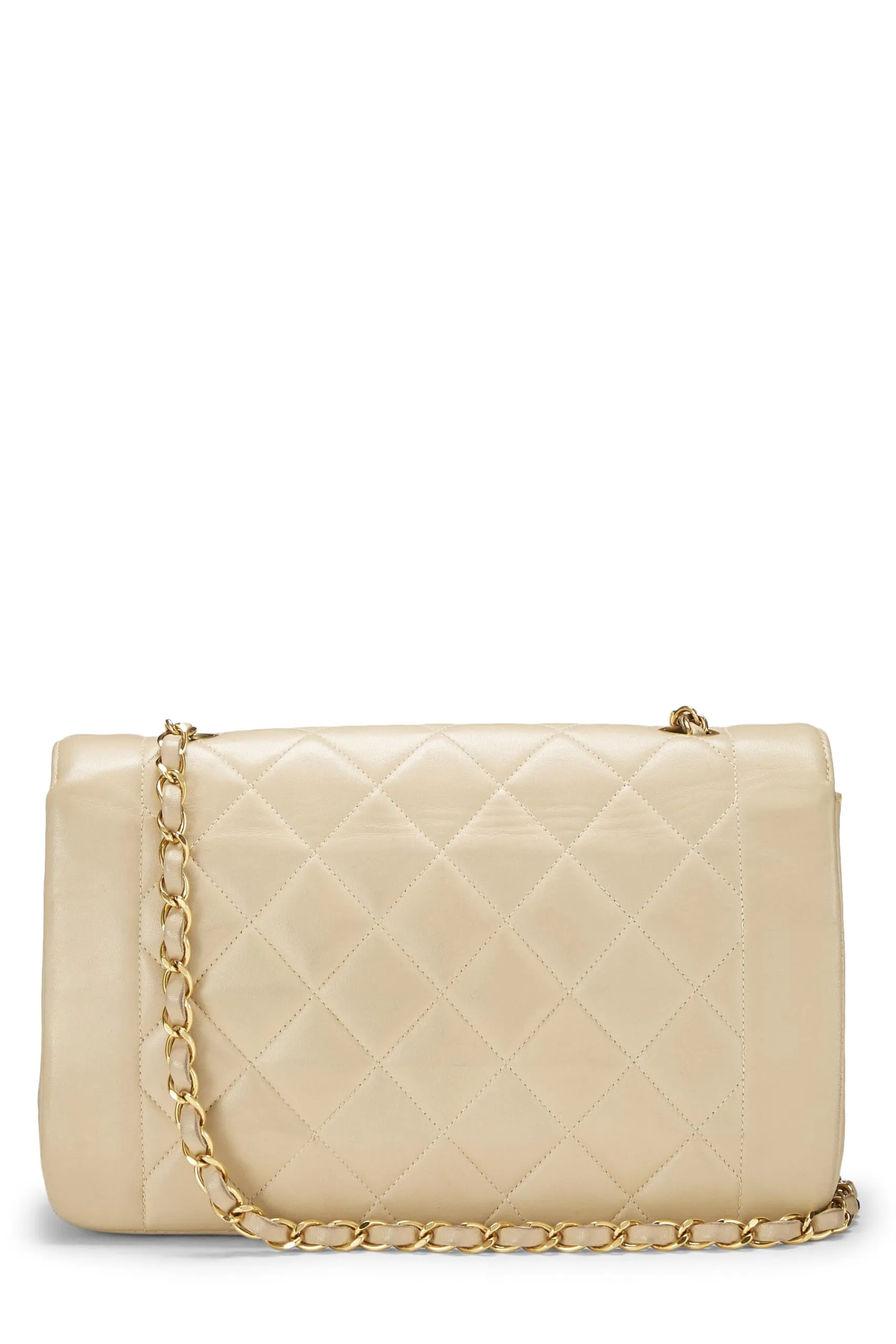 Chanel,  Beige Quilted Lambskin Diana Flap Medium, Beige