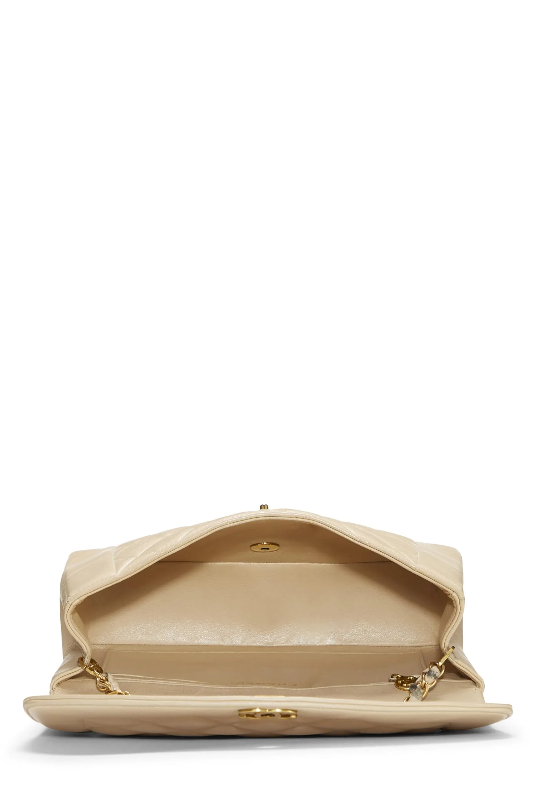 Chanel,  Beige Quilted Lambskin Diana Flap Medium, Beige