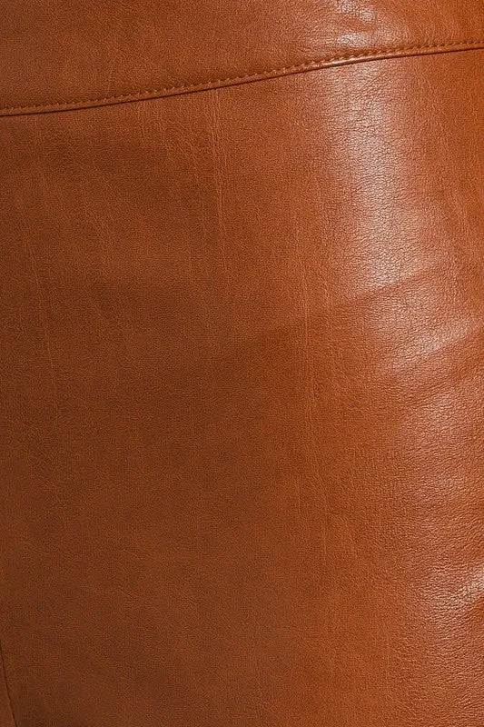Classic Faux Leather Straight Leg Fashion Pants
