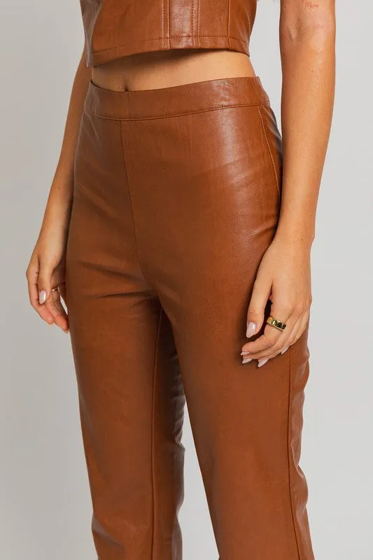 Classic Faux Leather Straight Leg Fashion Pants