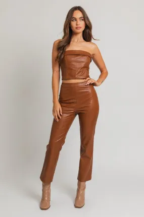 Classic Faux Leather Straight Leg Fashion Pants