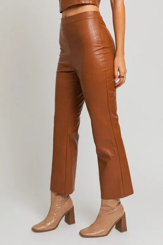 Classic Faux Leather Straight Leg Fashion Pants