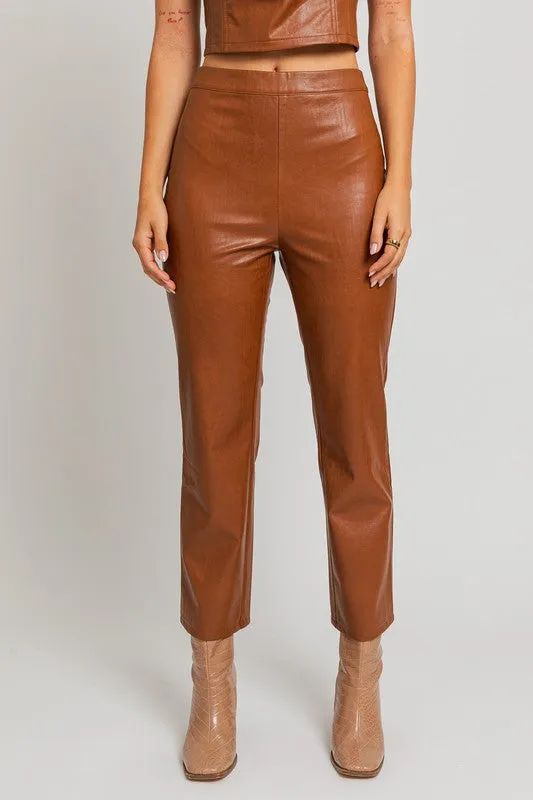 Classic Faux Leather Straight Leg Fashion Pants