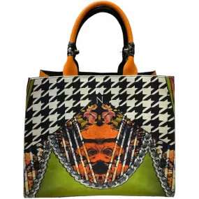 FELICE. BLACK AND WHITE ART LEATHER ART TOTE