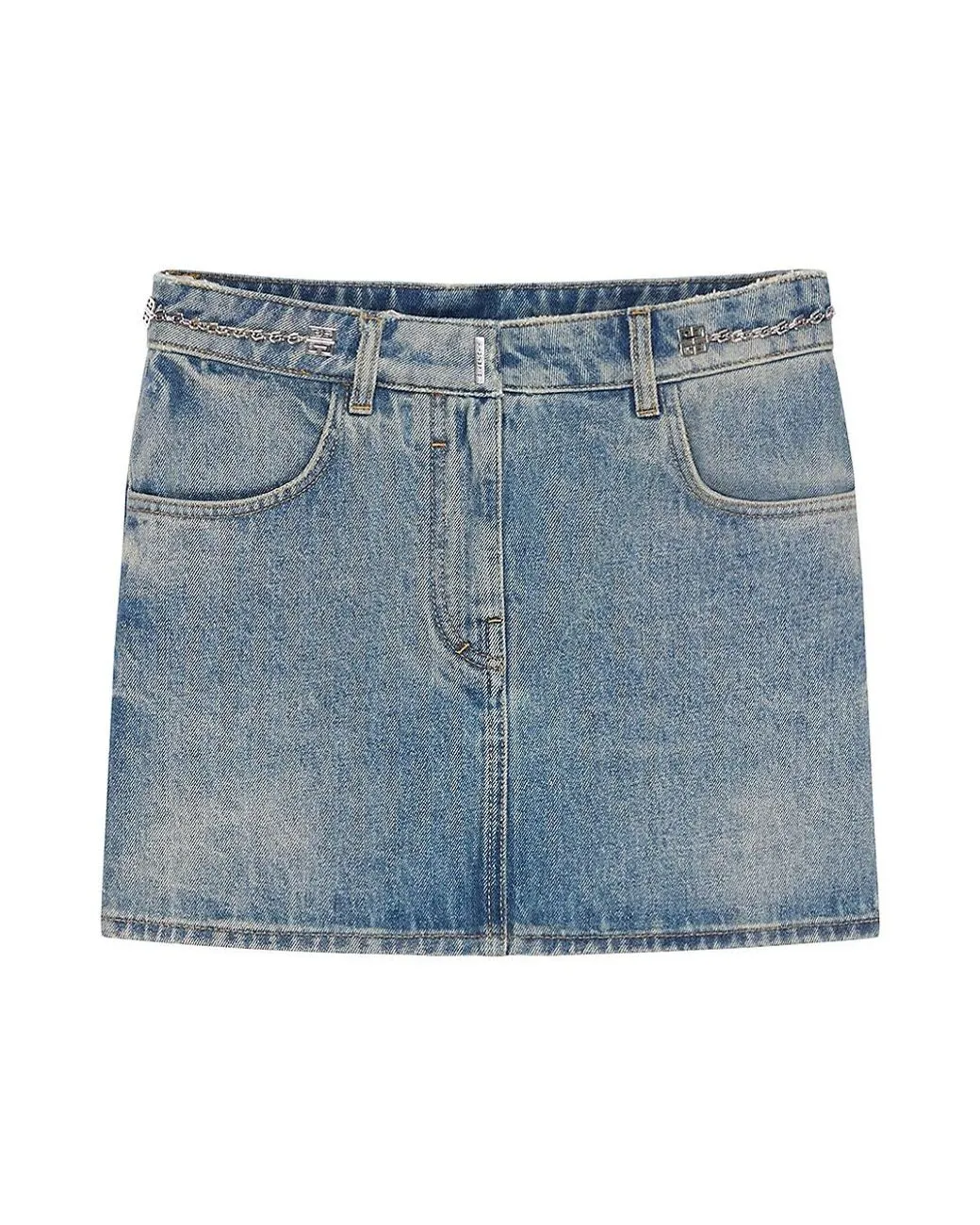 Givenchy Women Skirt In Denim With Chain Details Medium Blue