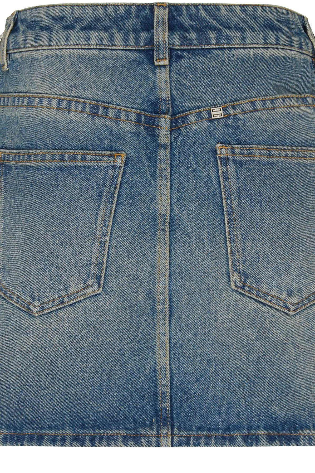 Givenchy Women Skirt In Denim With Chain Details Medium Blue