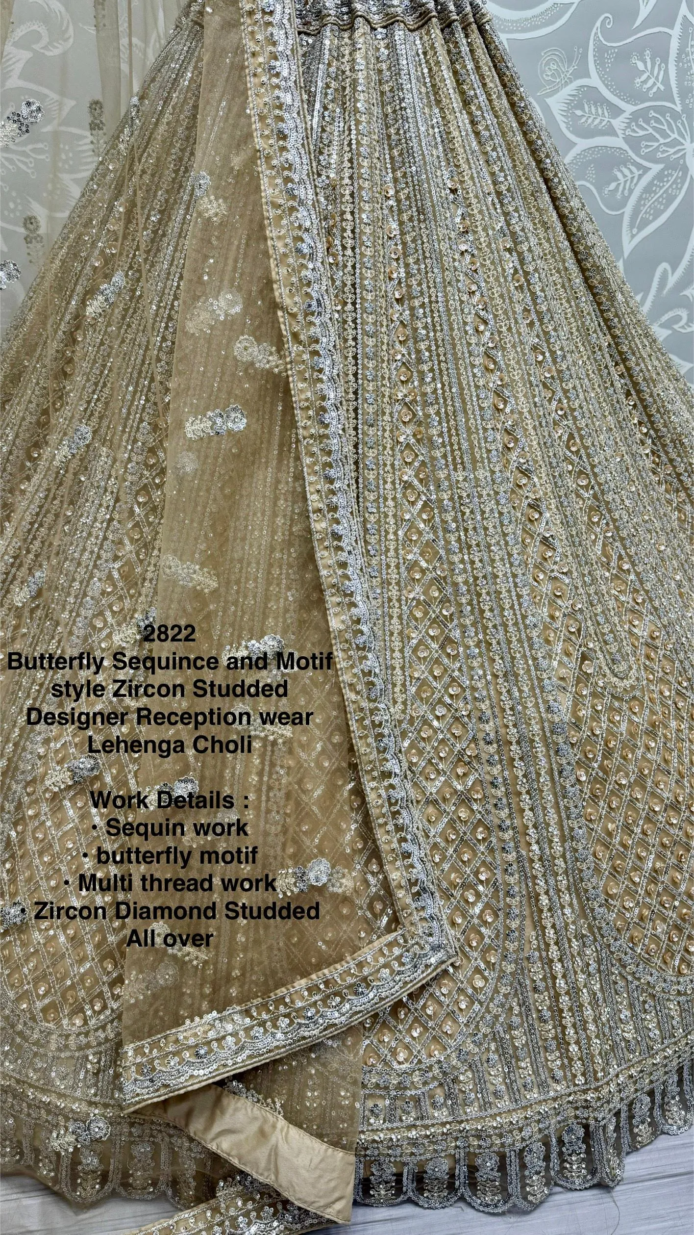 Golden Colour Wedding Designer Heavy Net Multi Thread work Dori Embroidery with Fancy Dupatta Bridal Lehenga Choli