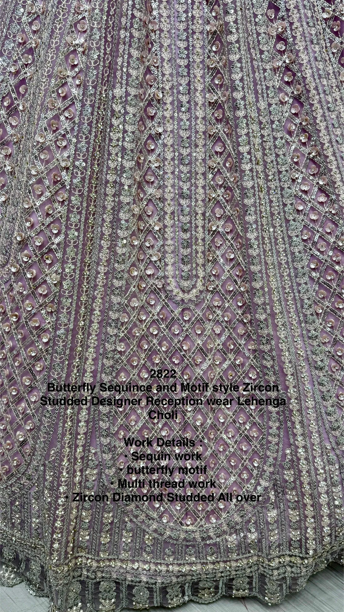 Lilac Colour Wedding Designer Heavy Net Multi Thread work Dori Embroidery with Fancy Dupatta Bridal Lehenga Choli