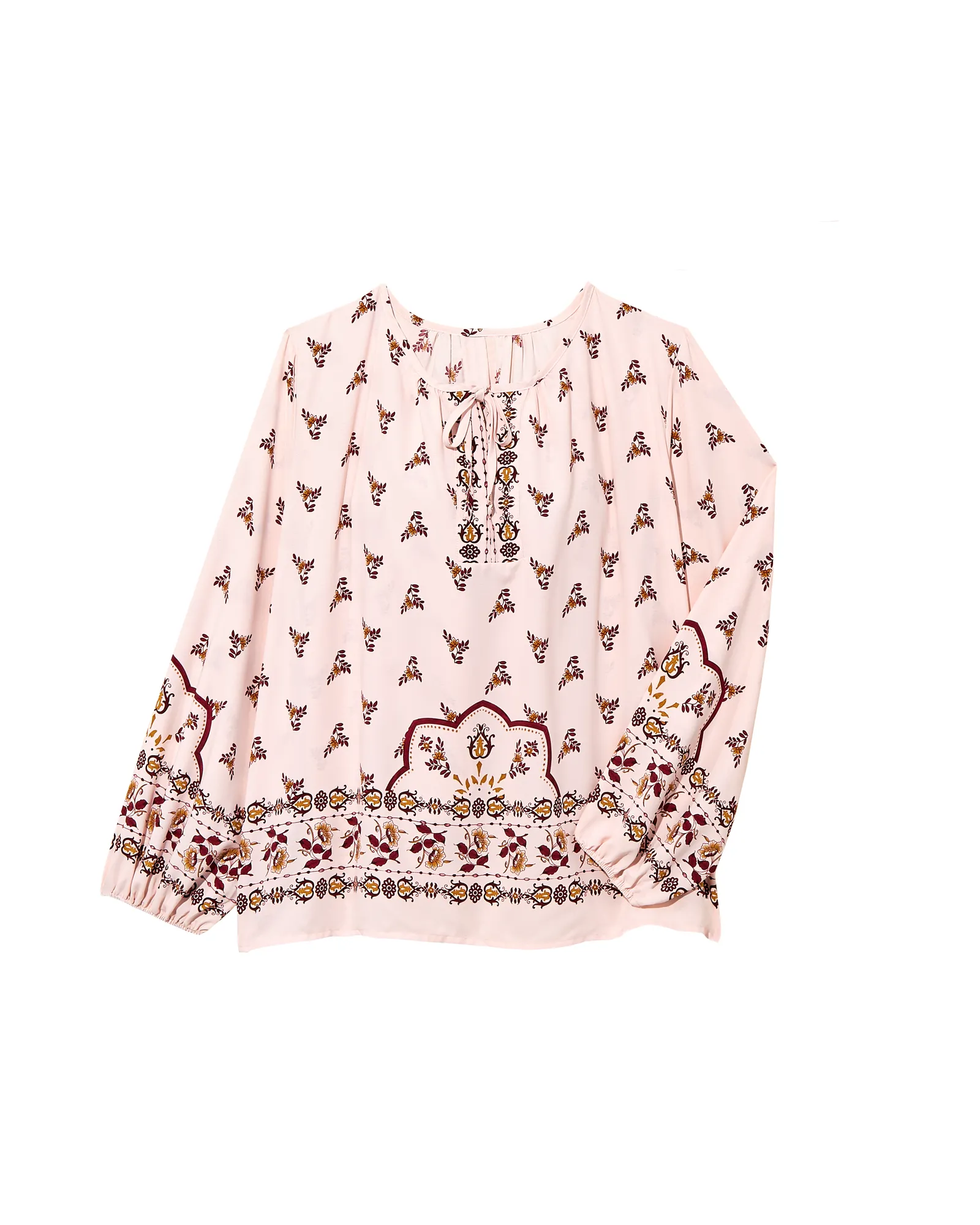 Lisa Long Sleeve Drawstring Top | White / Red