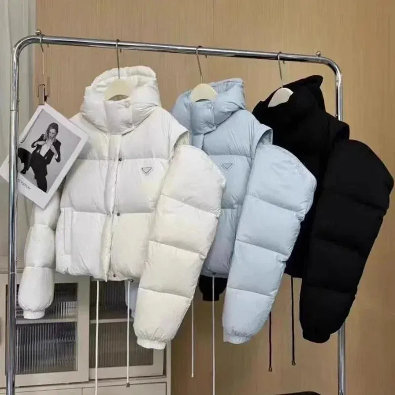 LVSANW 2024 New Desleeved Two-wear Parkas Short-cut Hooded Cotton-padded Women's Warm Jacket Bread Coat