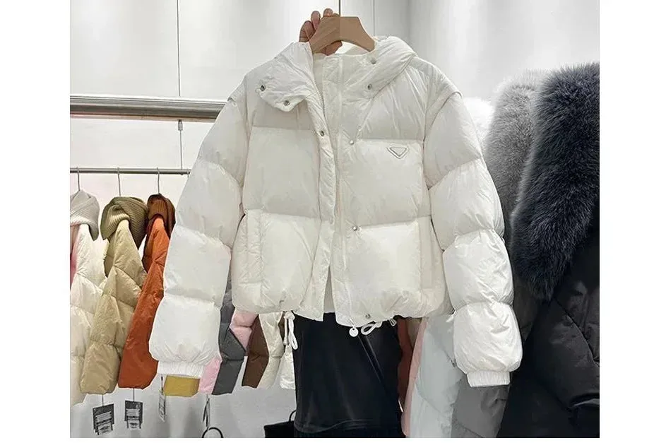 LVSANW 2024 New Desleeved Two-wear Parkas Short-cut Hooded Cotton-padded Women's Warm Jacket Bread Coat