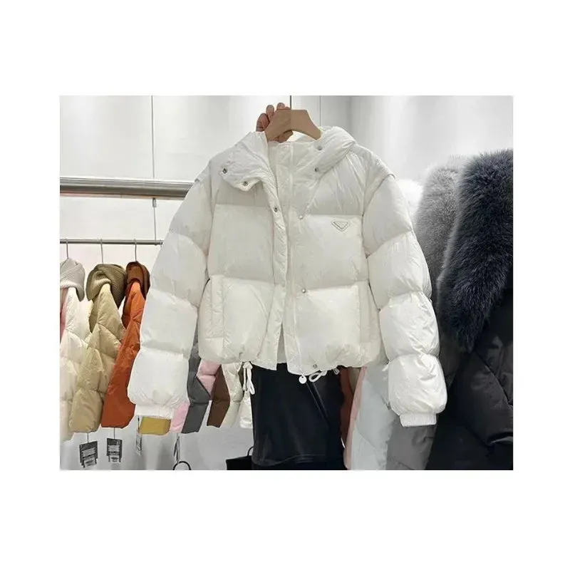 LVSANW 2024 New Desleeved Two-wear Parkas Short-cut Hooded Cotton-padded Women's Warm Jacket Bread Coat
