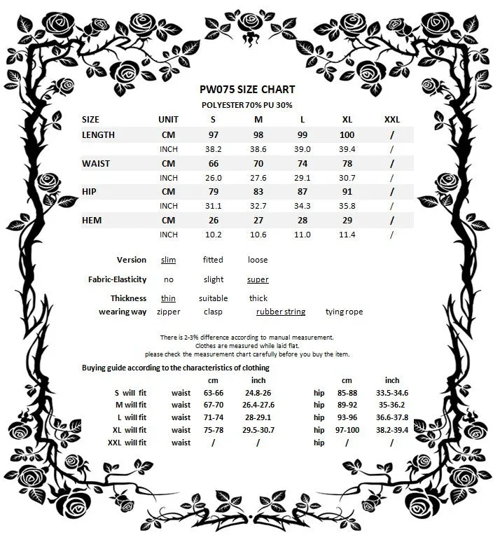 Punk grid flower artificial leather legging pants PW075