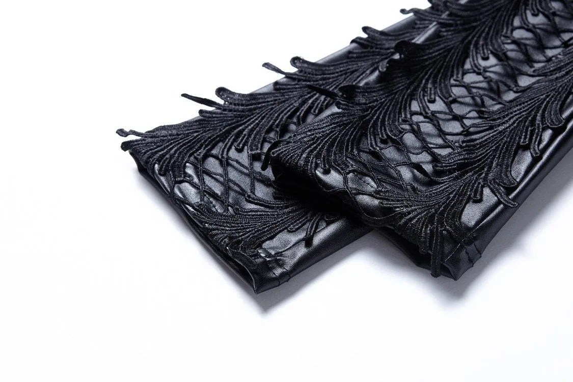 Punk grid flower artificial leather legging pants PW075