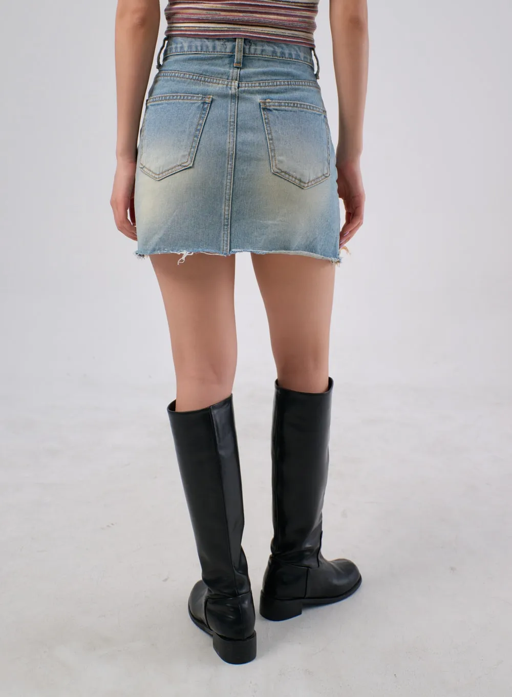 Ripped Mini Denim Skirt IA305
