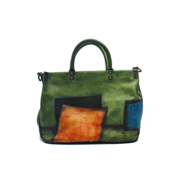 Small Women Green Leather Tote Handbags Crossbody Tote Purse  for Women
