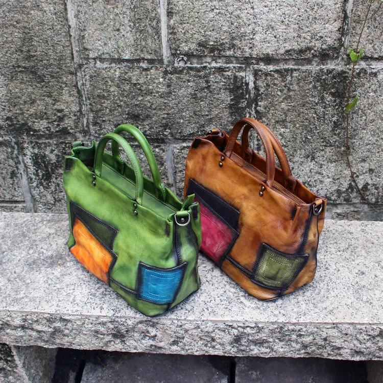Small Women Green Leather Tote Handbags Crossbody Tote Purse  for Women