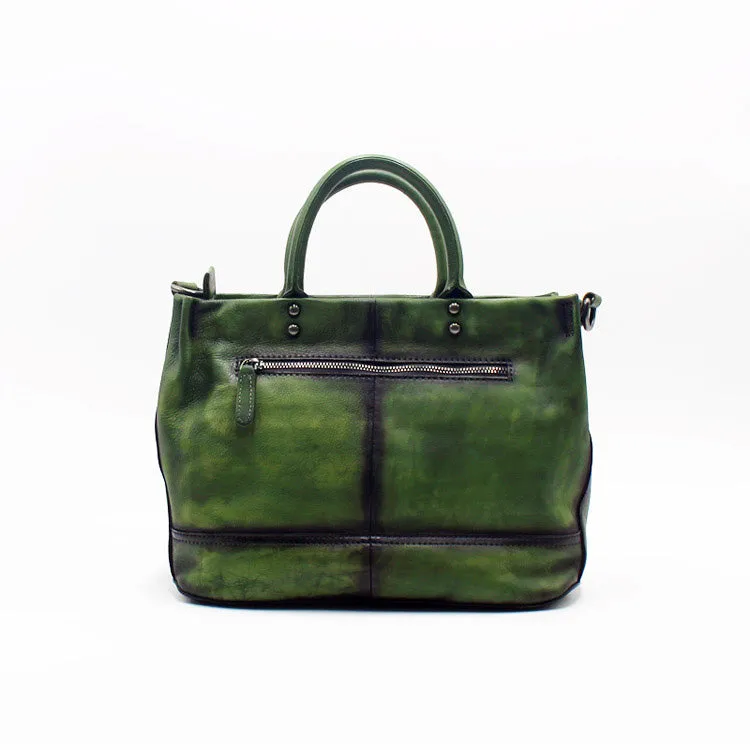 Small Women Green Leather Tote Handbags Crossbody Tote Purse  for Women