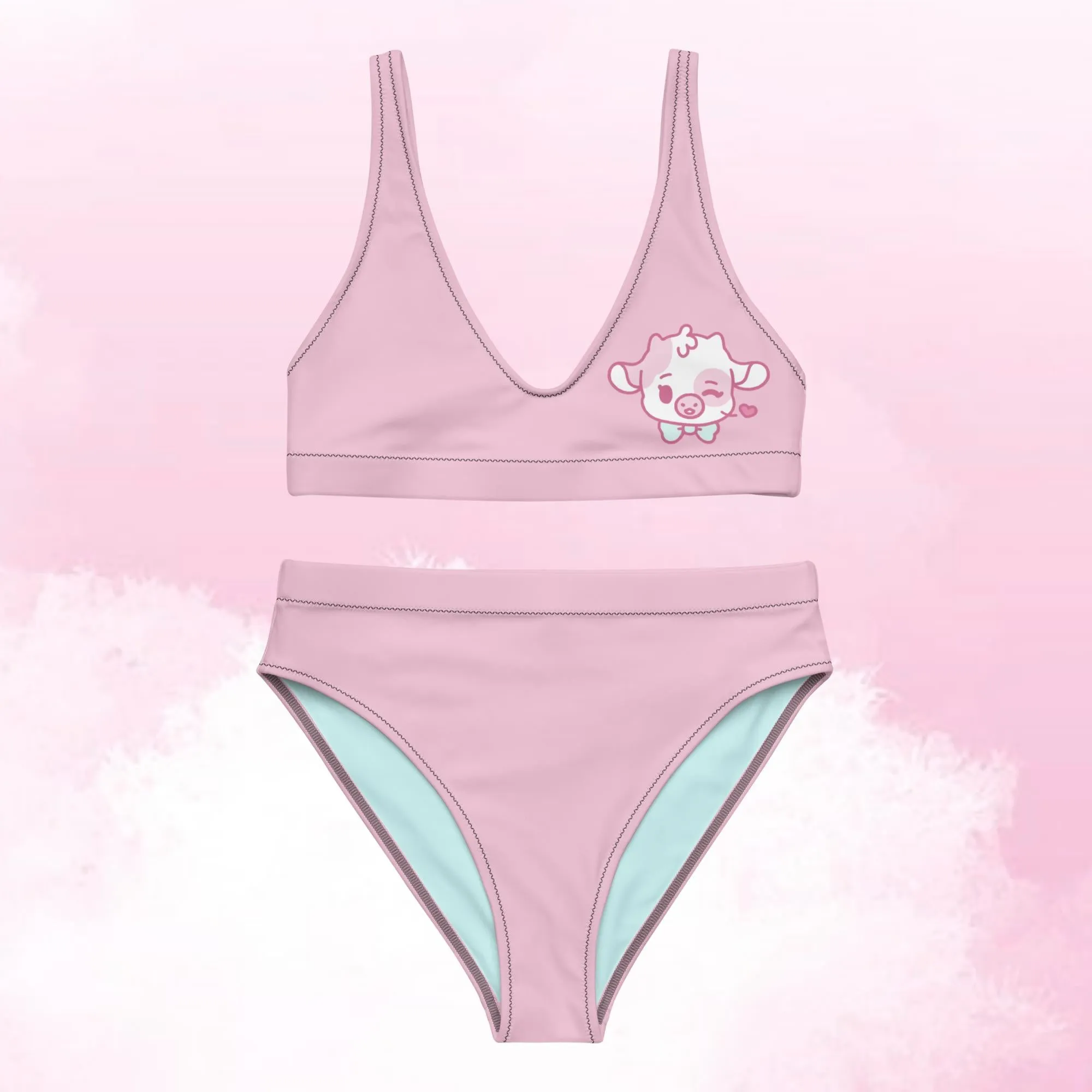 Strawberry Cow Recycled High-Waisted Bikini