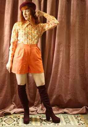 Vintage Orange Leather Shorts