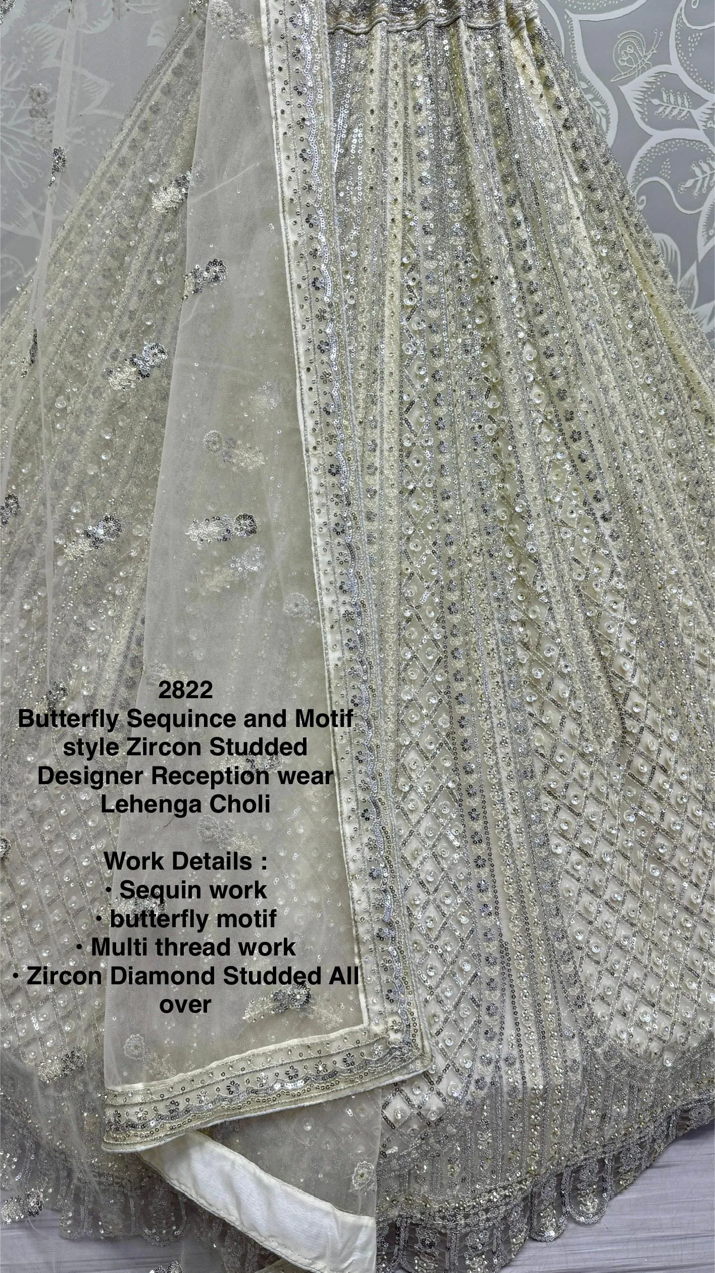 White Colour Wedding Designer Heavy Net Multi Thread work Dori Embroidery with Fancy Dupatta Bridal Lehenga Choli